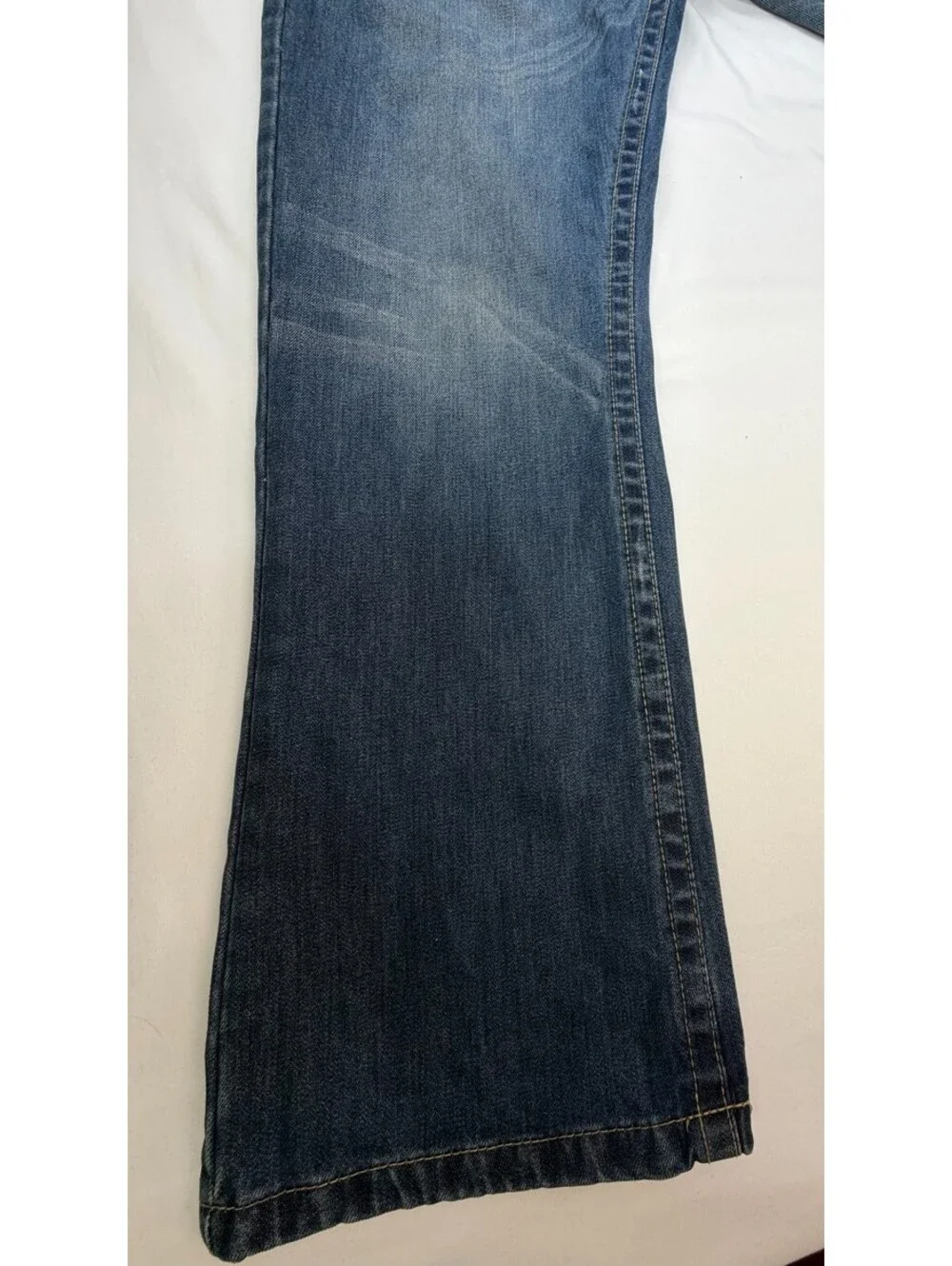MEK DNM Men's Jeans Oaxaca Denim Bootcut Distressed Mid Rise Solid Size 36 Blue